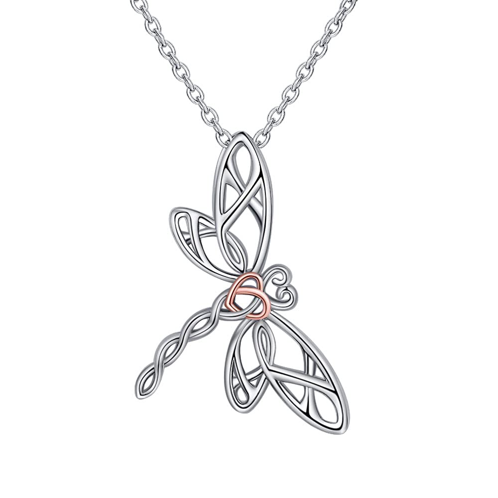 Collier libellule et cœur en chaîne creuse : haute bijouterie fine