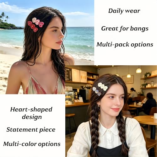 4 pzas Pinzas Para Cabello Corazón Texturizadas miniatura 3