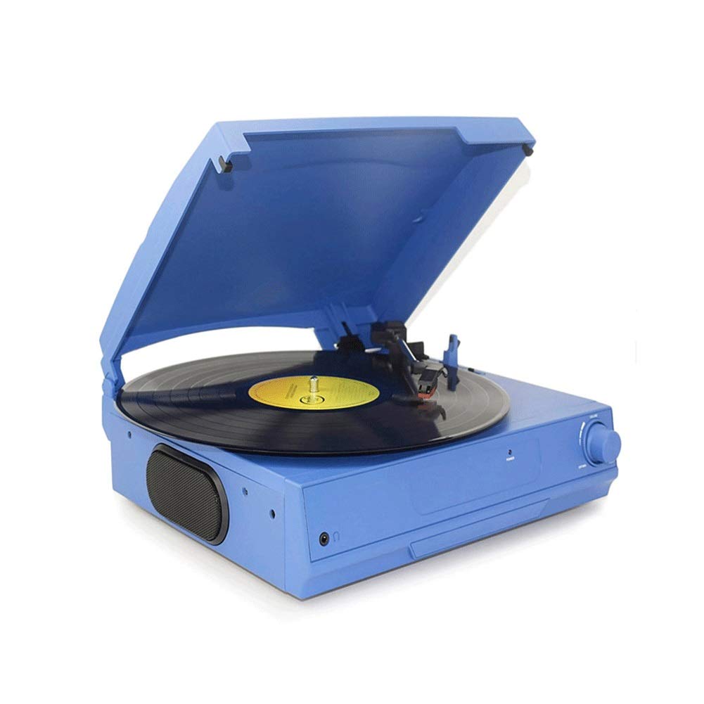 Giradischi Play, giradischi in vinile, trasmissione a cinghia a 3 velocità per un suono superiore, testina in ceramica, altoparlanti stereo integrati, ingresso USB, uscita RCA e copertura antipol