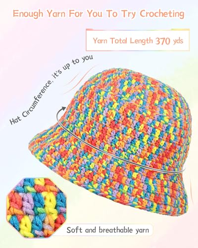 Image of Katech Easy Crochet Kit for Beginners, Learn to Crochet Hat for Adults & Kids w /Step-by-Step Instructions-Complete Crocheting Kit for Real Starter-Ideal Gift