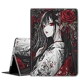 Case for Samsung Galaxy Tab A11+ Plus/A9+ Plus 5G 11 Inch 2025/2023 ，Slim Fit Foldable Standing Cover Case with Auto Sleep/Wake for Samsung A11+/A9+ 11 Inch 2025/2023, Rose Anime Girl Drawing
