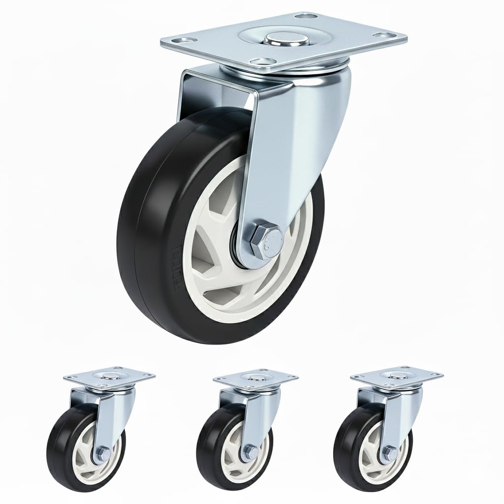 Nfbcxutkw 4 Swivel Casters 4 Inch Heavy Duty Casters Set Of 4, 4 Swivel, Black Pu