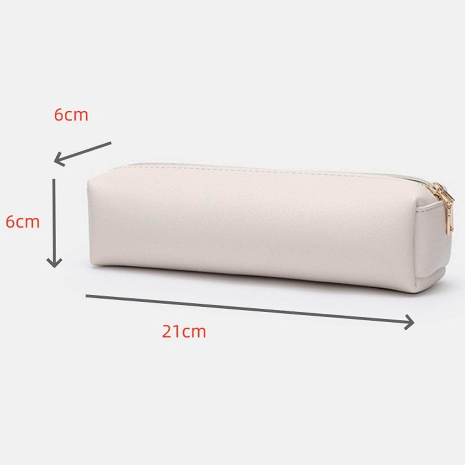 1 Pcs Pencil Pouch Pencil Case Slim Design Pen Bag with Metallic Zipper PU Leather Pencil Case White Pencil Case - Image 2