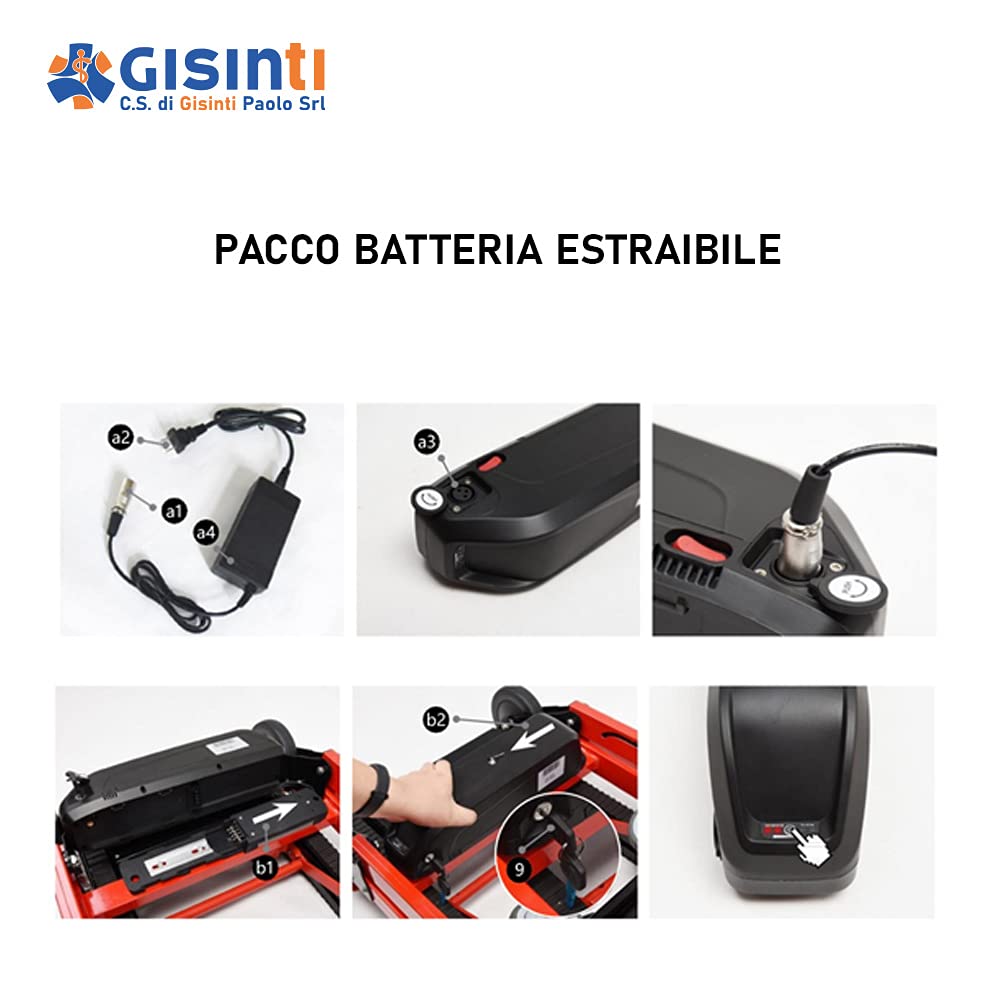 Gisinti Sedia Motorizzata Montascale, Montascale per disabili Elettrico, Sali Scendi scale Sedia a Rotelle per Scale Batteria Lunga Durata