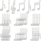 Jetec 36 Pcs Christmas Music Note Ornaments for Tree Treble Clef Wooden Christmas Vintage Musical Notes Decorative Hanging Music Ornament for Xmas Tree Decor(Silver)