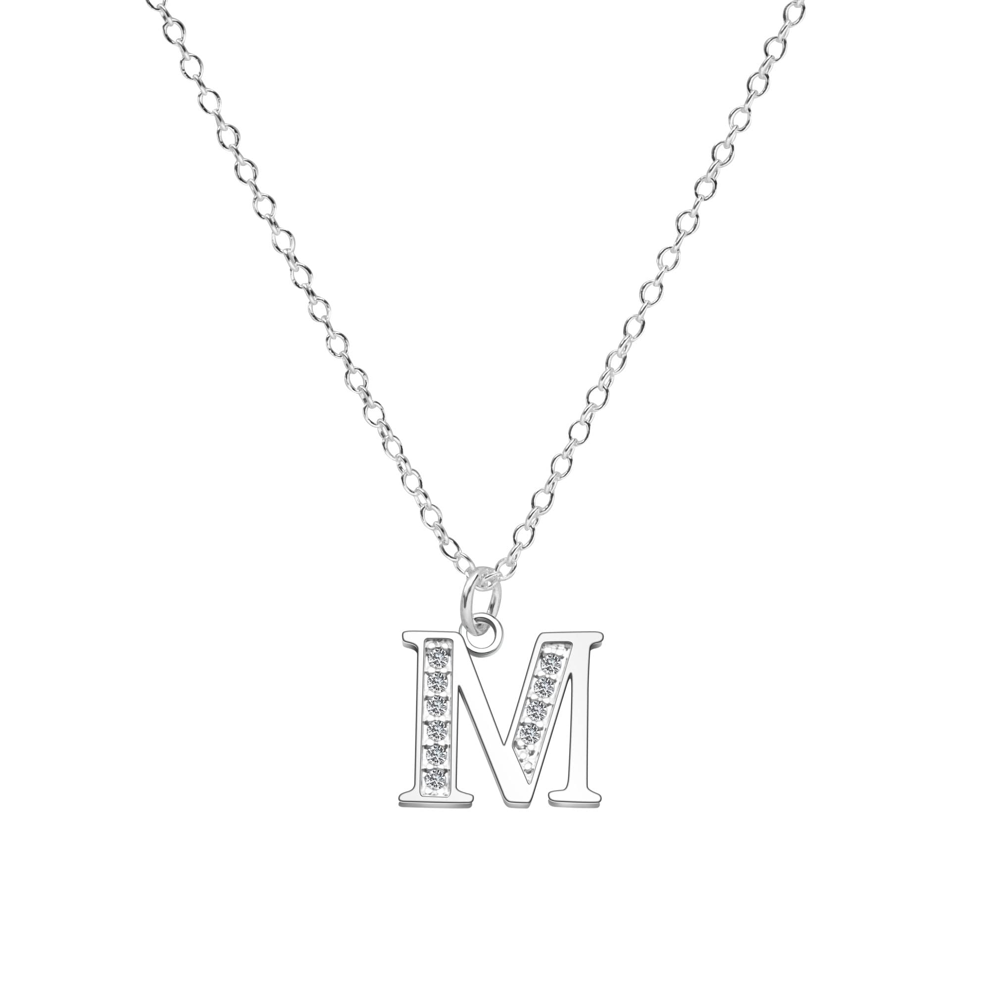 S925 Silver Initial Necklace Charm Choker, Dainty Cubic Zirconia Letter Dainty Necklaces Jewelry Birthday Gifts for Women Girls