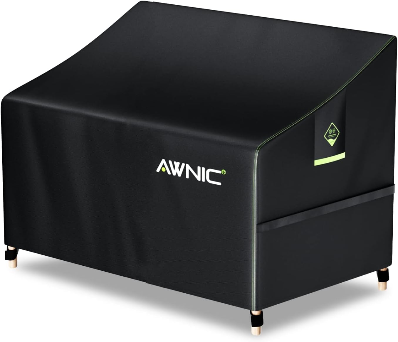 Awnic Gartenbank Abdeckung 420D Wasserdicht – Schutzhülle Bank für 3 Sitzer, Winterfest & Atmungsaktiv – Gartensofa Abdeckung mit Windfeste, Schwarz 175x85x65/90cm