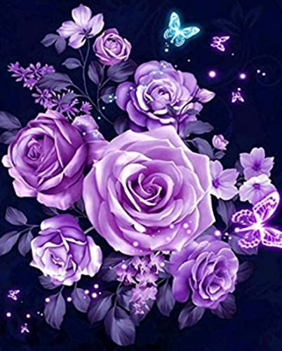 Kit point de croix débutant fleur mauve broderie canevas enfant adulte 40x50