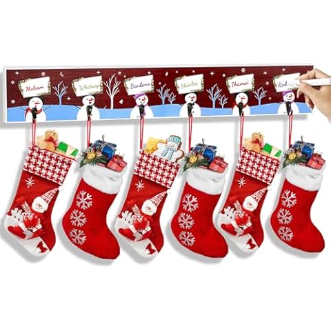 ERTIUANIO Christmas Stocking Holder with 6 Hangers Cover