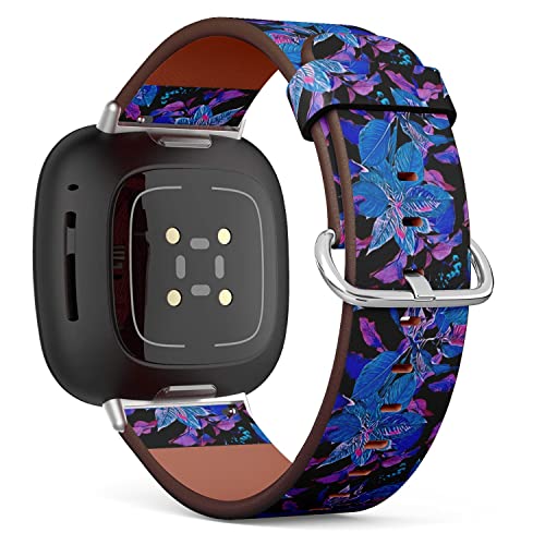 CJBROES Replacement Leather Watch Band, Compatible with Fitbit Versa 3 and Fitbit Sense of Wristband Bracelet Accessory - Christmas Watercolor