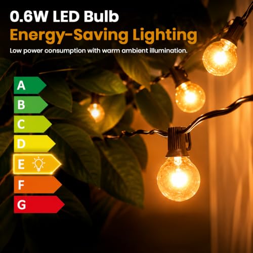Image of Outdoor String Lights 50ft Decorative LED Bulbs IP65 Waterproof Shatterproof for Indoor /Outdoor Energy Saving Hanging Light for Backyard Terrace Garden Balcony (24V Light Dimmable with Remote)