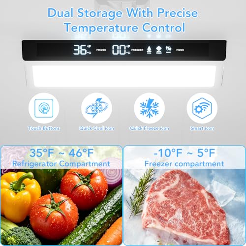 Image of Electactic 18 Cu. Ft. French Refrigerator, 2-Door French Door Refrigerator with Built-in Ice Maker, Digital Temperature Control with Bottom Mount Freezer Drawer for Kitchen Commercial-Grey