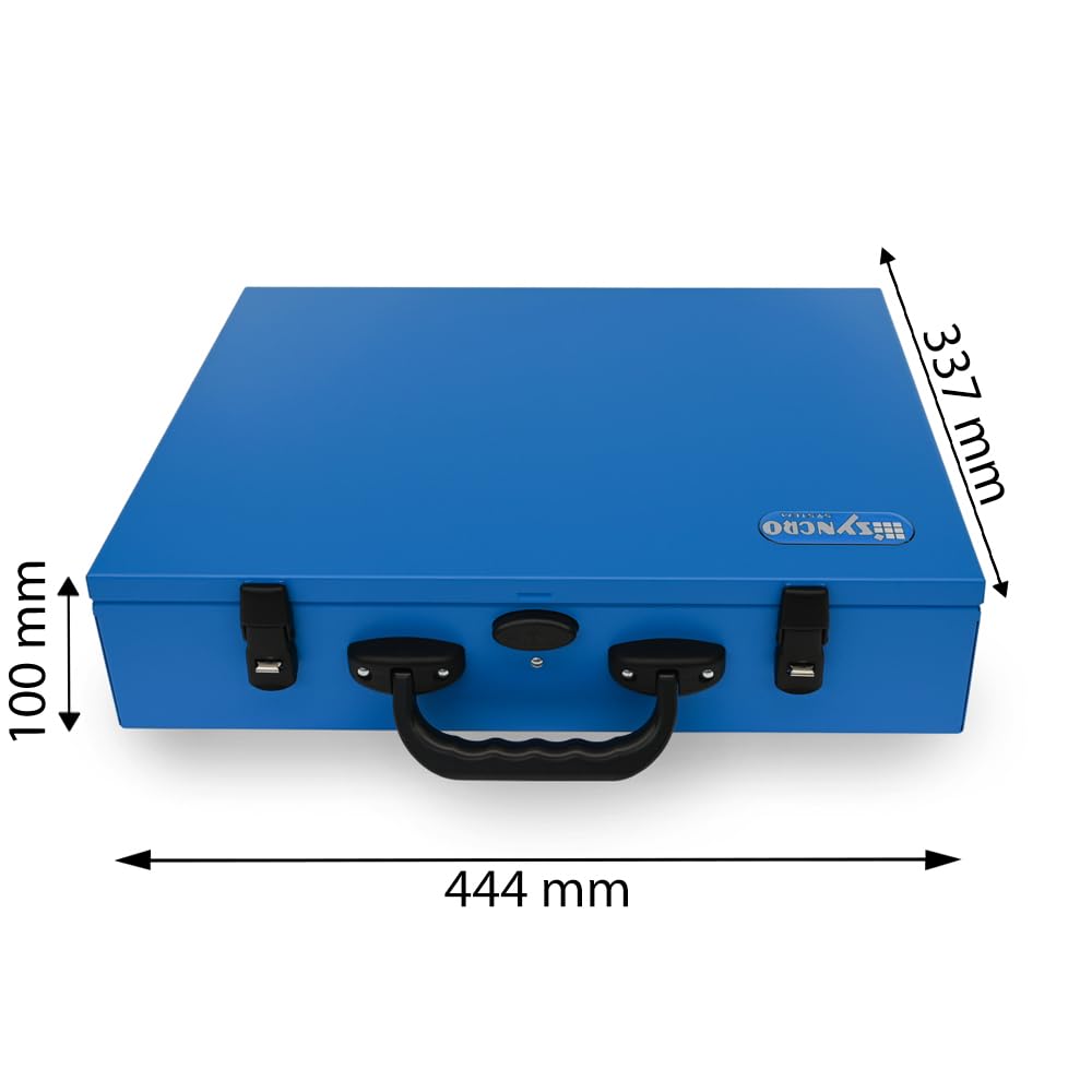 Syncro System Valigetta portaminuterie in metallo furgone officina mobile – 12 vaschette modulari gancio sicurezza 44x34x10 cm