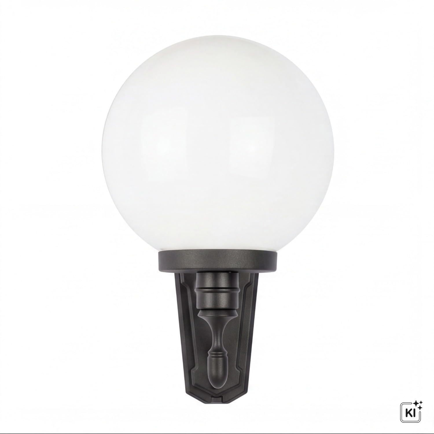 Licht-Erlebnisse Hoflampe Schwarz Weiß Kugelschirm IP43 Vintage E27 NINETTE Außenleuchte Wand Hauseingang Terrasse