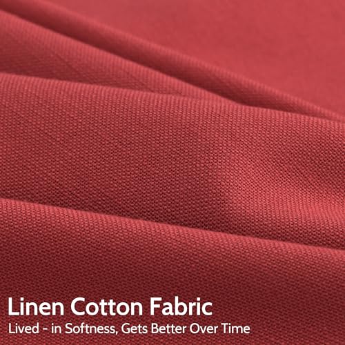 Image of Linen Curtains 72 Inch for Living Room Back Tab Christmas Red