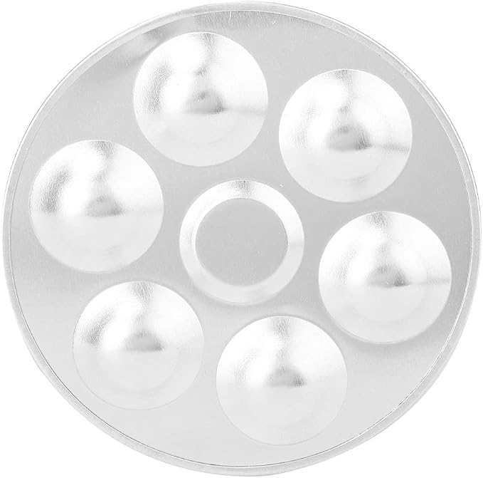 Bandeja para mezclar pintura de aluminio para artistas, duradera para pintura acuarela, 6 orificios, 5.1" (Redonda 6 orificios) miniatura 2