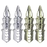 Minkissy 4Pcs Full Finger Ring Armor Knuckle Joint Ring Punk Gothic Rock Hinged Finger Rings Jewelry for Men Women Carnival Halloween Cosplay Accessories Silver Tan