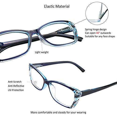 Image of VisionGlobal 5 Pairs Reading Glasses with Spring Hinge, Blue Light Blocking Glasses for Women /Men