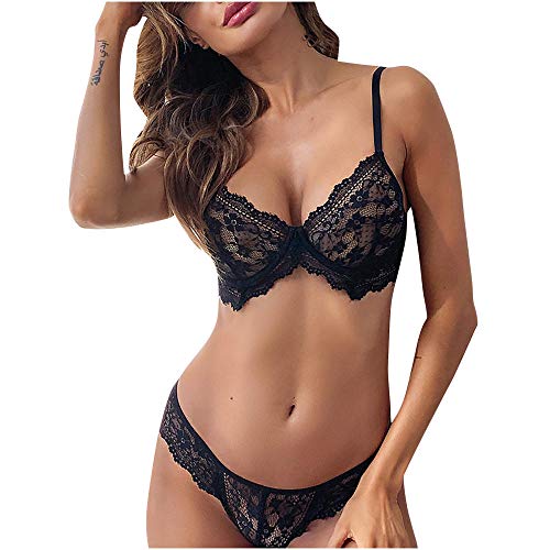 Lingerie sexy pour couple et nuits romantiques avec ensemble soutien-gorge en dentelle noire