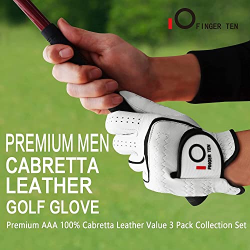 FINGER TEN Golf Gloves Men Left Hand Right Grip Microfiber with Ball Marker 1 Pc - Image 4