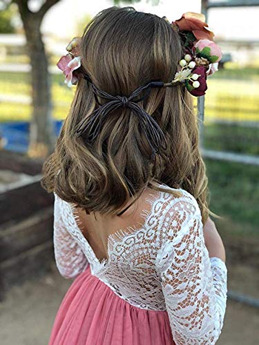 Image of Topmaker Flower Girl Dress for Toddler Baby Girls,Lace Tulle Dress for Wedding,Birthday Party,Photoshoot,Special Occasion