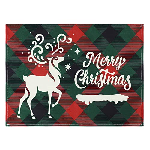 Image of Placemats Set of 6 Christmas Kitchen Table Mats Set of 4 Christmas Marble Kitchen Accessories Non Slip Placemats Reindeer Set of 6