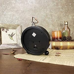 55 inch black european style retro silent desk alarm clock non ticking whisper battery operated hd glass face easy to read for indoor decor  urban country home decor