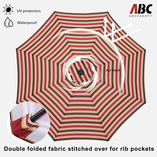 Image of ABCCANOPY 9FT Patio Umbrella Outdoor 8 Ribs Table Umbrella(Red Stripe)