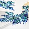 Silvora Pair Embroidery Phoenix Costume Sequin Appliques Patches, Peacock Feather Tail Applique Embellishments for Dance Dresses,Clothes,T-Shirt,Neckline Bodice Pants (Blue)