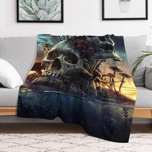 Manta de calavera forro polar termica y extra suave de 150x200 para el invierno 3