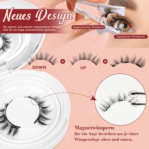 Higu clace Magnetische Wimpern, Magnet Wimpern Ohne Eyeliner,Magnetische Wimpern Natural Look, Stark Magnet Wimpern mit Applikator,Kein Kleber erforderlich Wimpern Magnetic(Style I)