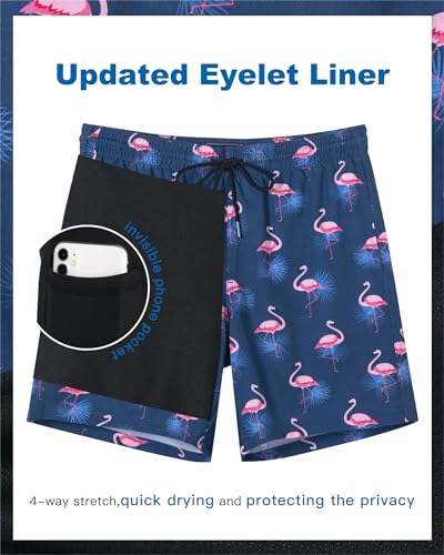 Image of SURF CUZ Mens Swim Trunks with Compression Liner Swim Shorts 7 inch Swimming Trunks Stretch 7 Inch Swim Suits Quick Dry