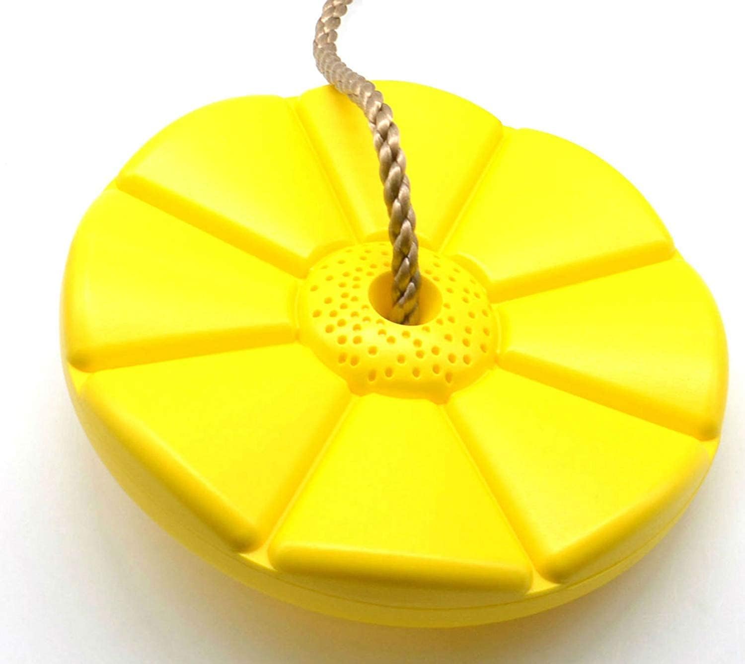REZNOR Plastic Button Monkey Round Disc Rope Seat for Kids Children Playground Garden Outdoor Indoor Play Activity with Adjustable Height (Yellow)