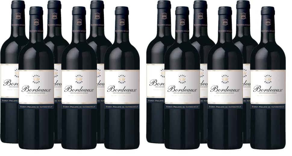 Bordeaux AOC Rouge, Trockener Rotwein aus Frankreich, 6 x 750ml (Packung mit 2)
