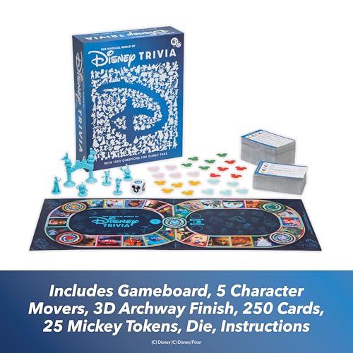 Image of Disney Trivia Board Games for Family Night, Travel Games, Strategy Game, 6+
