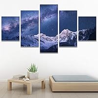 SIGNWIN 5 Panel Canvas Wall Art Modern Art Astronomy & Space Cosmic Decorative Elements Dramatic Multicolor Photography for Home Decorations Ready to Hang - 60