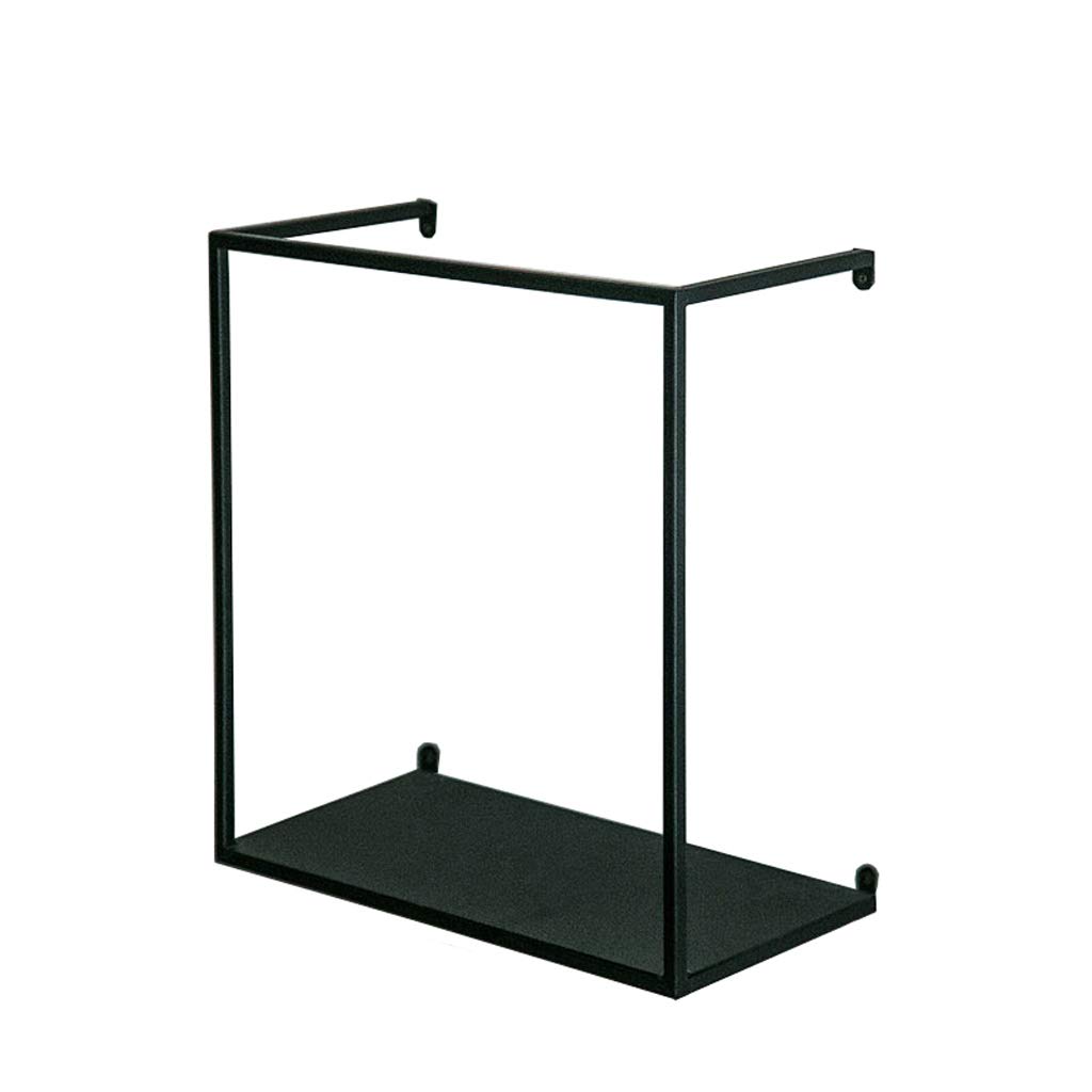 Home Bookshelf Wall Wrought Iron Bookshelf, Living Room TV Wall Hanging Decoration Display Stand Creative Rack ​Shelves (Color : Black, Size :