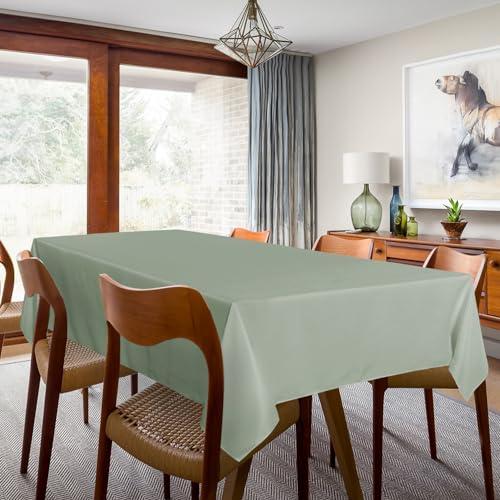 Image of sancua 2 Pack Sage Green Tablecloth 60 x 102 Inch, Rectangle Table Cloth for 6 Feet Tables - Stain and Wrinkle Resistant Washable Polyester Table Cover for Dining Tables, Buffet Parties and Camping