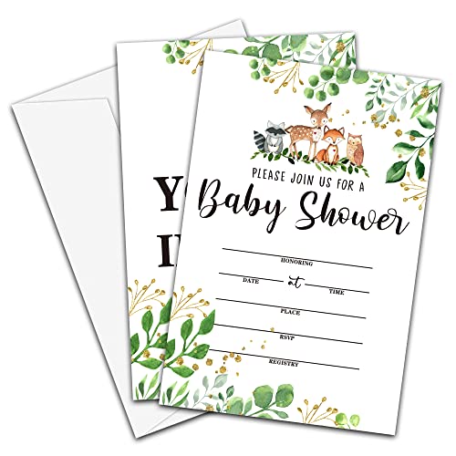 Woodland Animal Baby shower Invitation25 Invitation And EnvelopesSafari Baby Shower Invites For Boys Girls4X 6C03