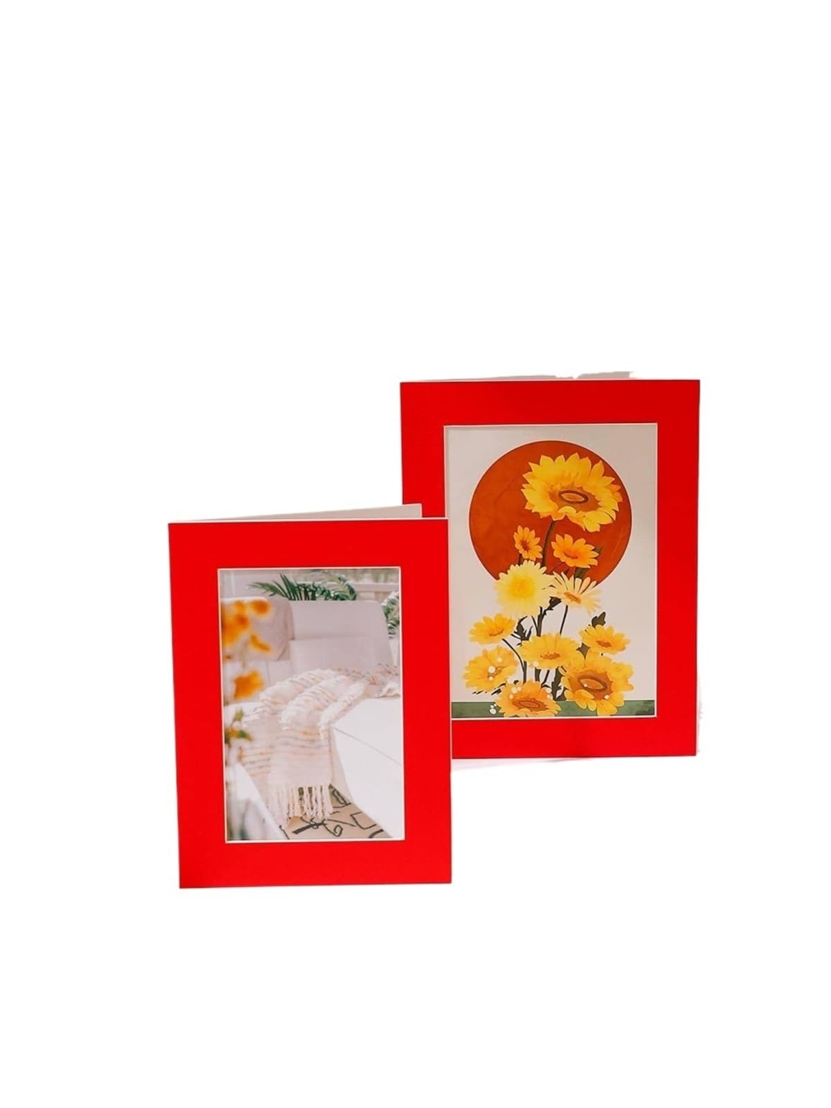 Gwyzax Cardboard Photo Frames 8Pcs Paper Photo Frame Simple Solid Color Cardstock Picture Frame(Red,6 inch)