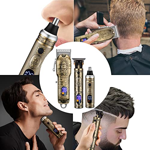 Lanumi Hair Clippers For Men Cordless Hair Trimmer Beard Trimmer /Nose Trimmer Professional T-Blade Trimmer Usb Rechargeable Hair Cutting Grooming Kit Barber Clippers Set Led Display #TOP3