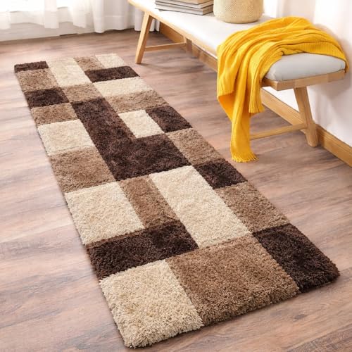 Image of 2x6 feet Soft Runner Rug for Living Room and Bedroom, Modern Indoor Floor Carpet with Non-Slip Backing, Comfortable Decorative Home Decor Rug, Easy Clean & Durable- (3D Coffee B, Rectangular)