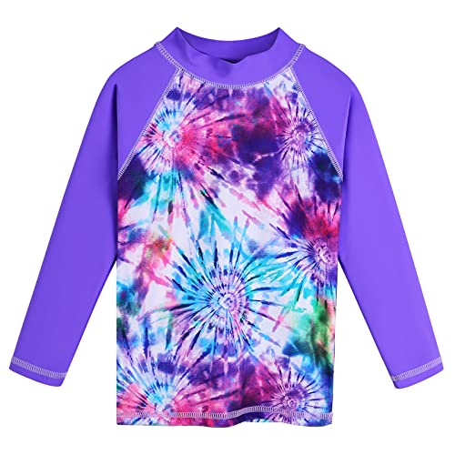 Image of TFJH E Girls Long Sleeve Two Piece Rash Guard Set UPF 50+ 3-13 Y | Stretchy & quick-dry fabric, breathable & lightweight, UPF 50+ sun protection, ideal for pool beach vacation