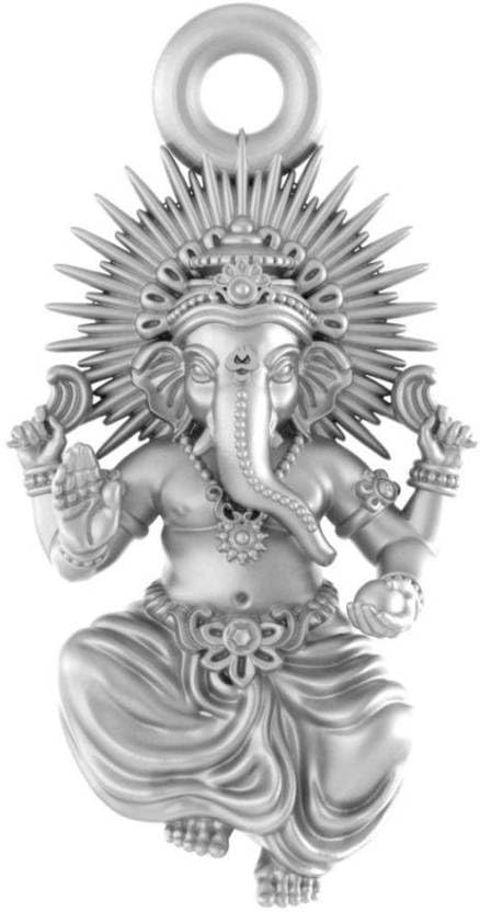 Pendentif Ganesh en argent sterling 925 pendentif sculpté de grande taille