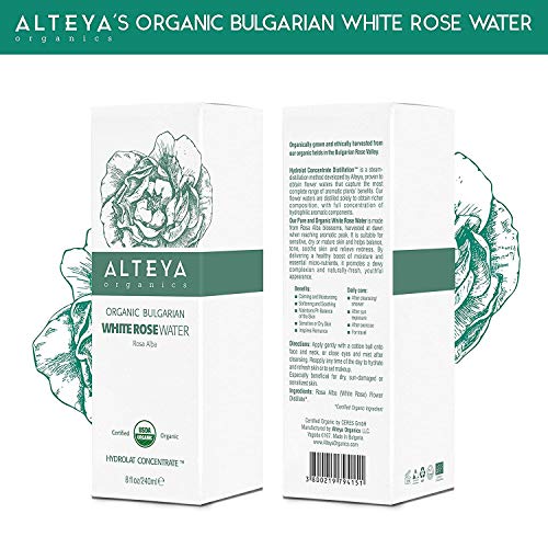 Alteya orgánica Botella de vidrio 120 ml agua de rosas blancas, 100% certificado por USDA, orgánic, flor de Alba… - Imagen 3