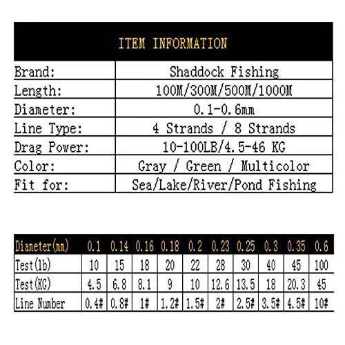 Shaddock Fishing® Karpfenangelschnur, 4 steht für 4,5 kg bis 453 kg, superstarke, geflochtene Angelschnur mit 2 Farben, Salz- und Süsswasserangeln – Bild 3