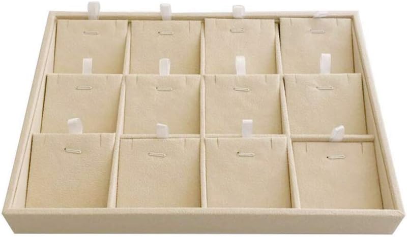 Premium Grade Beige Velvet Jewelry Organization Tray for Pendants Necklaces Store Show Tray Drawer Divider Closet Inserts