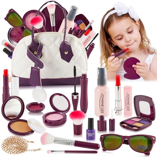 LINFUN KIDS Kit de Maquillaje para Niñas Juguetes de Maquillaje Bolso con Accesorios para Niñas Juguetes de Roles Regalos de Princesa para Niñas de 3 4 5 6 7 8 Años