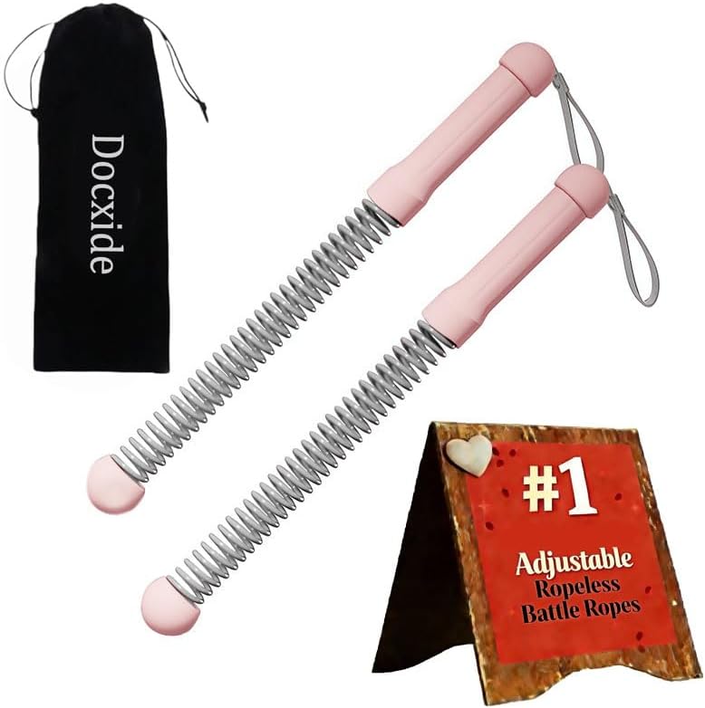 Adjustable Ropeless Battle Ropes (2-Pack) – Professional Cordless Battle Ropes for Home Gym HIIT & Strength Training, Heavy Duty Rope Sticks for Full Body Cardio, Compact Rope for Home