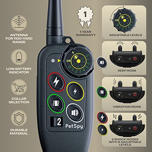 PetSpy Collar de choque Premium para entrenamiento de perros, con
